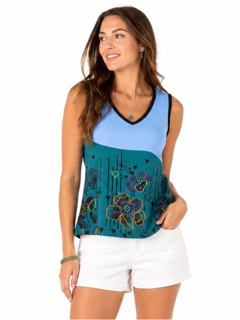 Lunieva Handmade Nepal Cotton Embroidered Boho Artisan Handmade Tank Top S